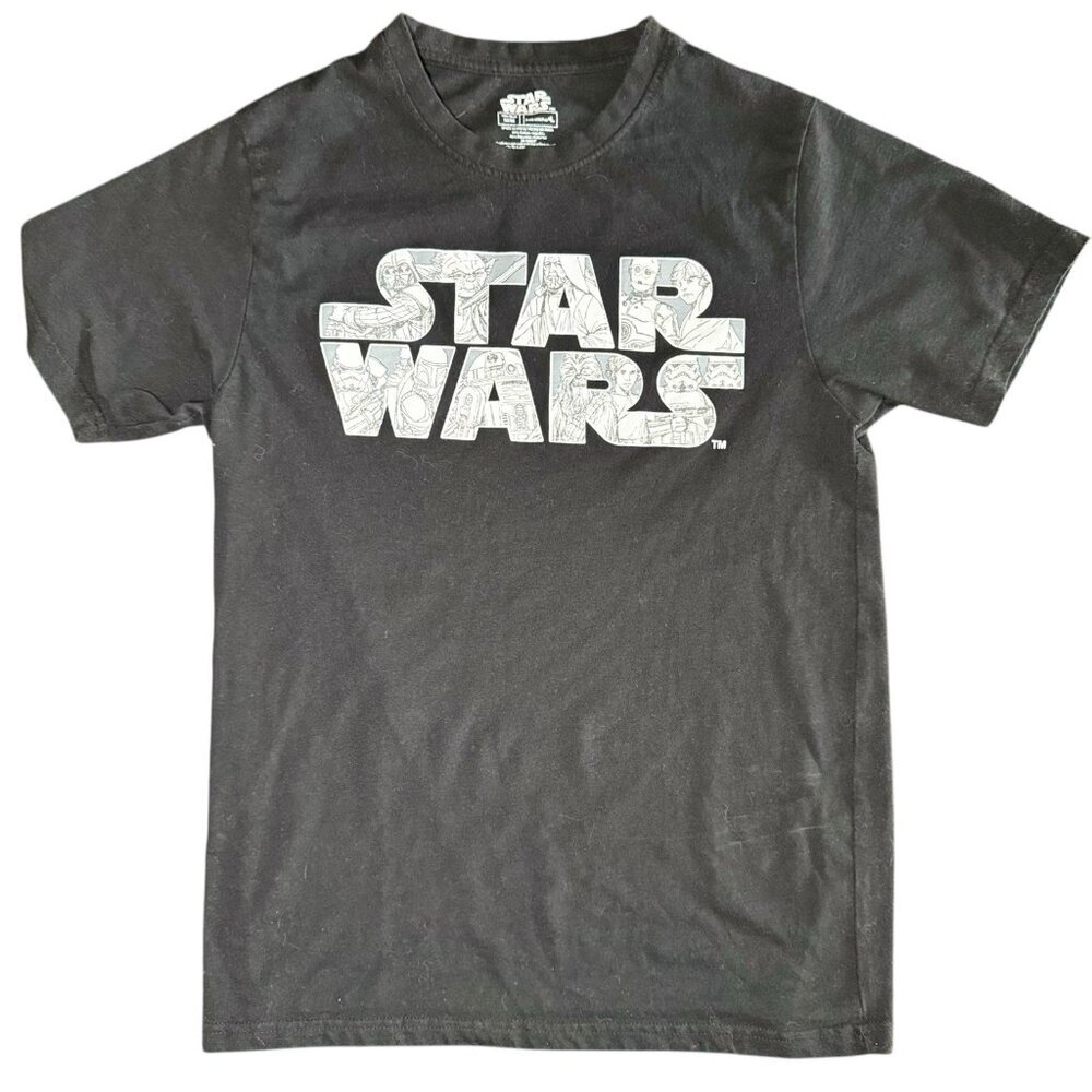 Retro Star Wars T Shirt Mens Medium Black Short Sleeve White Graphic‎ Print